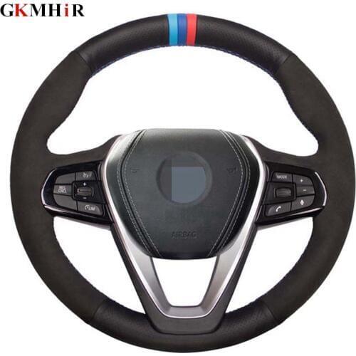 Black Genuine Leather Suede DIY Car Steering Wheel Cover for BMW X3 G01 X4 G02 X5 G20 G21 G30 G31 G32 G05 X7 G07 Z4 G29