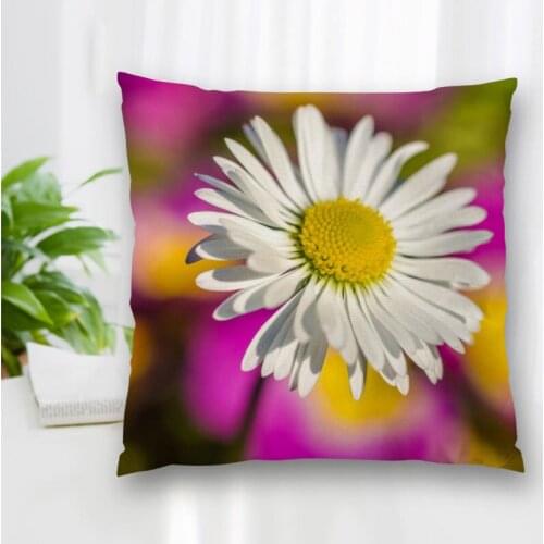 Hot Sale Custom Decorative Pillowcase Flower Daisy Square Zippered Pillow Cover Best Nice Gift 20X20cm 35X35cm 40x40cm