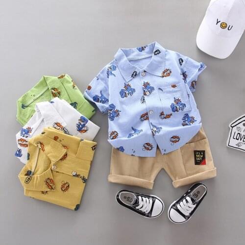 Children Summer Cotton Baby Boys Clothes Printe Dinosaur Shirts Shorts 2Pcs/sets Infant Kids Fashion Toddler Tracksuits 0-4 year