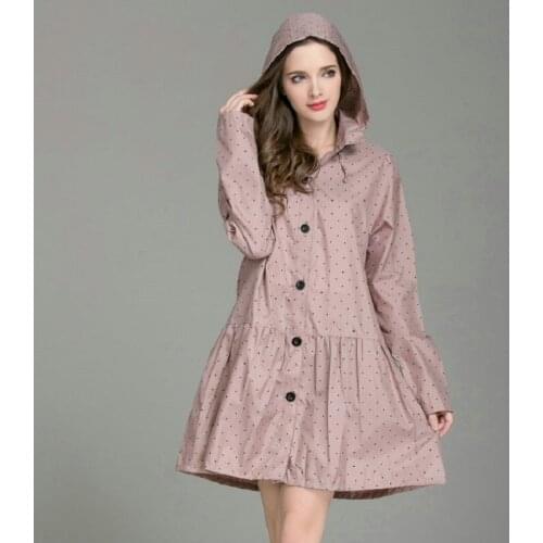 Long Raincoat Women Waterproof Lightweight Women Raincoat with Hat Laydies Dress Style Rain Coat Rainwear Jacket 2018 New XX47