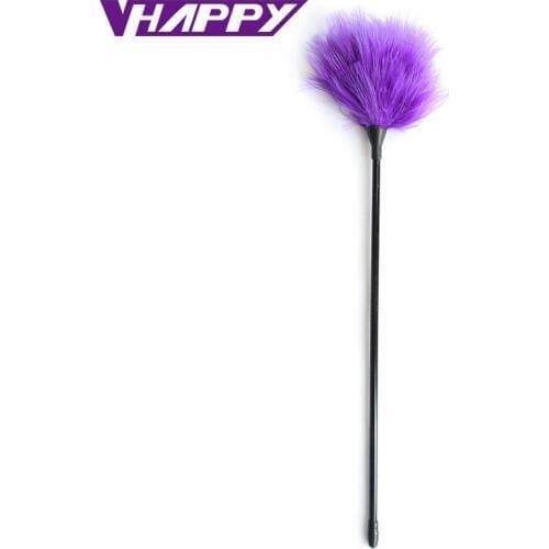 Long handle Feather whip Men and Women flirting tickler Spanking Sex Toy Bondage Flogger Black Red Purple Feather VP-Ff010020A
