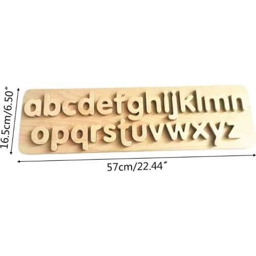 K1KC Natural Wooden Lowercase Letters Puzzle Board Toddlers Kids Early Educational Toys Matching Letter Family Game
