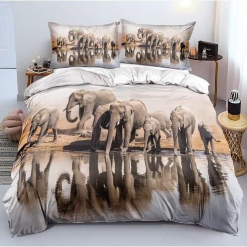 3D Custom Design Elephant Beddings Comforter Covers Set Quilt Cases Pillow Shames Full King Queen Double Size White Bedding Sets
