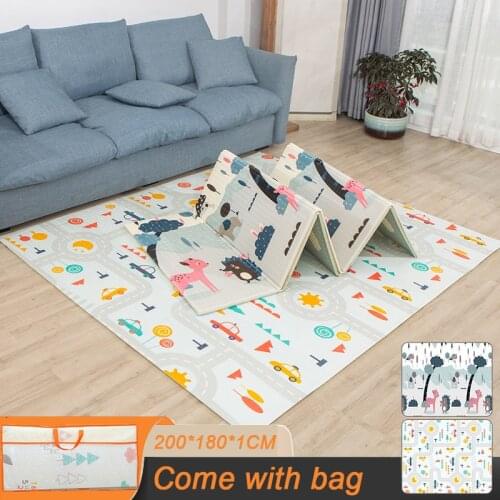 Childrens Floor Mat Foldable Baby Playmat Crawling Pad Waterproof Childrens Carpet Soft Kids Rug Educational Games