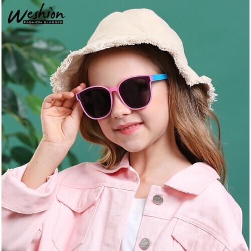Square Kids Sunglasses Polarized Brand Sun Glasses For Boy Gril Children Carton Silicone Flexible Child Spectacles UV400 Oculos