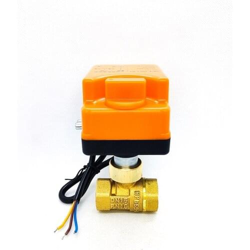 1/2" Brass Electric Ball Valve Three Wire Two Control Two Way Electric Actuator With Manual Switch 220V 24V 12V