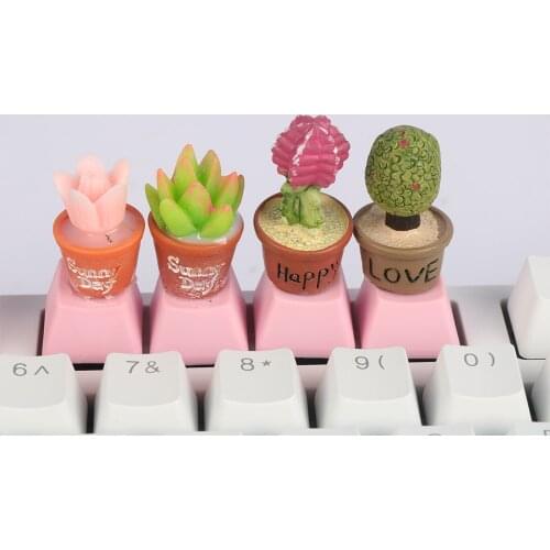 DIY Key cap mechanical keyboards keycap personality design Green plants keycaps Handmade creativity keycap