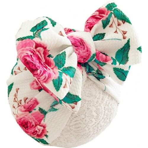 Fashion Baby hat bullet print fabric kids Beanie Hat Big bow Hats girls Turban hat Soft Caps Gifts