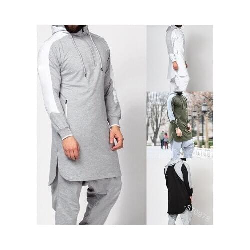 Men Jubba Thobe Muslim Arabic Islamic Clothing Abaya Dubai Kaftan Winter Long Sleeve Stitching Saudi Arabia Sweater plus size