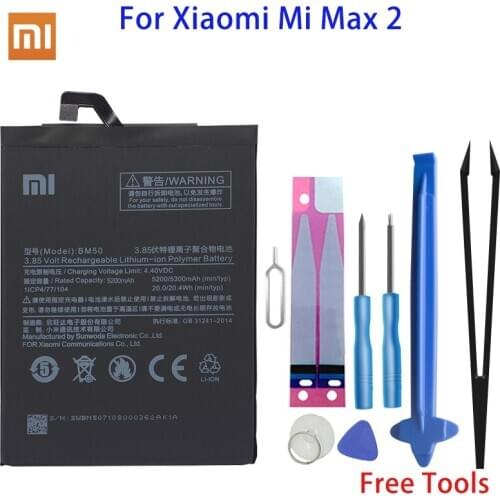 Xiao Mi Original Phone Battery BM50 5300mAh For Xiaomi Mi Max 2 High Quality Replacement Batteries Retail Package Free Tools