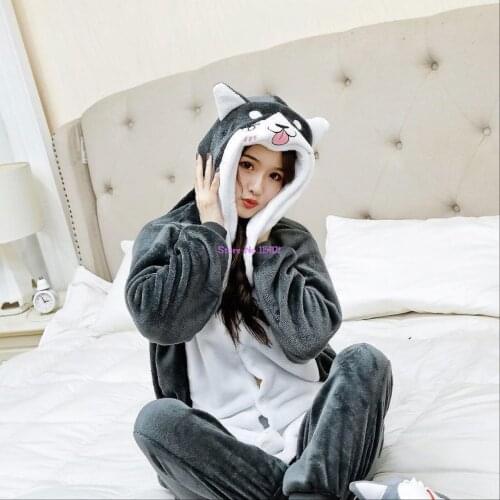 Dog kigurumi Oneise Pajamas Husky Onesies Adults Women Men Animal Corgi Pajama Cartoon Cosplay Warm Winter Homewear Jumpsuit