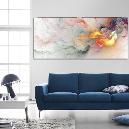 Wangart Nordice Poster Auspicious Sign Cloud Abstract Oil Painting landscape Wall Picture For Living Room Canvas Modern Art