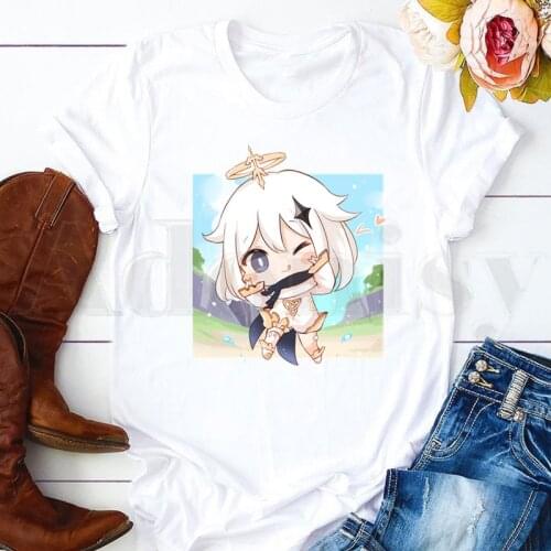 Genshin Impact Casual Graphic Harajuku Funny Womens T-shirt Short Sleeve Female Tops Tees Harajuku VintageT Shirts