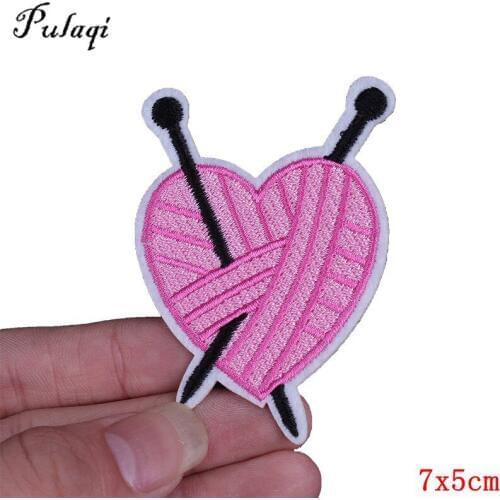 Pulaqi Heart-shaped Sewing Thread Embroidery Patch Iron On Applique For Bag Clothes Garment Accessories DIY F
