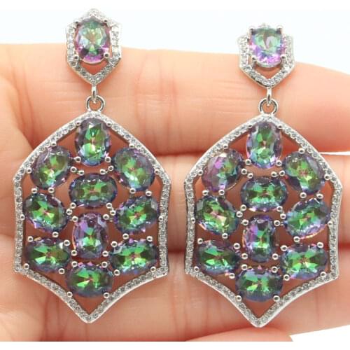 49x28mm Luxury Flowers Created Golden Citrine Bright White Zircon Silver Pendant Delicate Fine Cut Dazzling