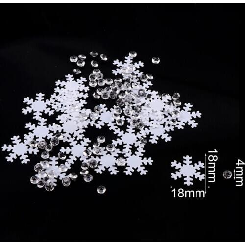 18mm 15g White Color Christmas Snowflake 4mm Transparent Rhinestone Confetti Christmas Gift For Home Decoration