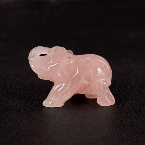 1.5 Inch hand craft stone Elephant Figurines Carved rose quartz Mini Animals Statue Decor Chakra Healing crystal mini ornament