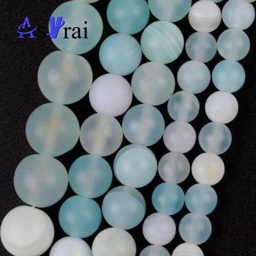 Dull Polish Natural Stone Light Green Agates Spacer Loose Round Beads For Jewelry Making 6/8/10mm Diy Bracelets Accessories 15"