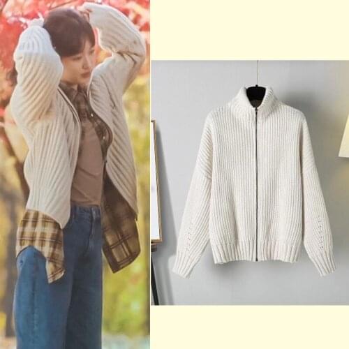 Spring Autumn Knitted Sweater Women Cardigans for Women Korean TV Star 김고은 Long Sleeve Female Cardigan Loose Sweaters Tops