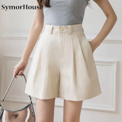 New Fashion Black Shorts Women 2021 Summer High Waist Elegant A-line Shorts Bottoms Office Lady Casual Pleated Shorts Autumn