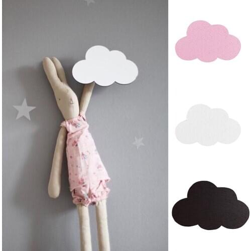 Nordic Style Cartoon Cloud Kids Room Wooden Sticker Wall Hanging Hook Home Decor