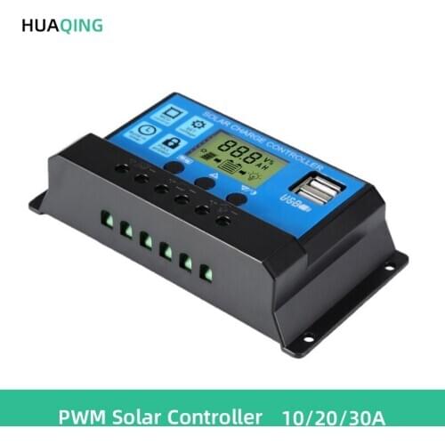 Solar Charge Controller PWM PV Regulator LCD display Dual-USB 10a 20a 30a