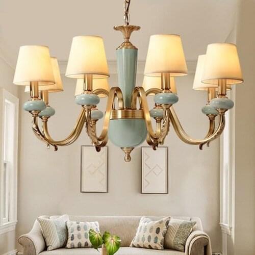 Modern copper chandelier lighting lampadario chandelier with porcelain Fixtures Lamp ceiling kroonluchtera for Living Room