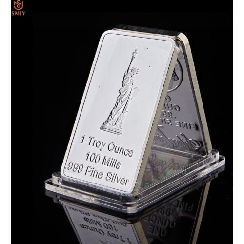 USA Statue of Liberty Commemorative Coin United State Eagle Rectangle Silver Metal Medallion Souvenir Coin Token Bar