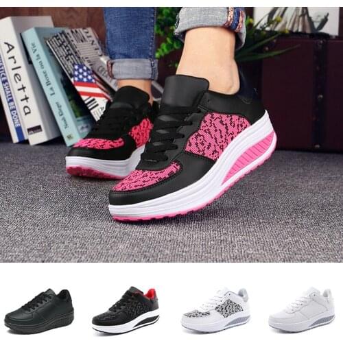 Fashion Pumps Womens Casual Sneakers Artificial Leather + Mesh Waterproof Breathable Shake The Bottom Increase Walking Shoes