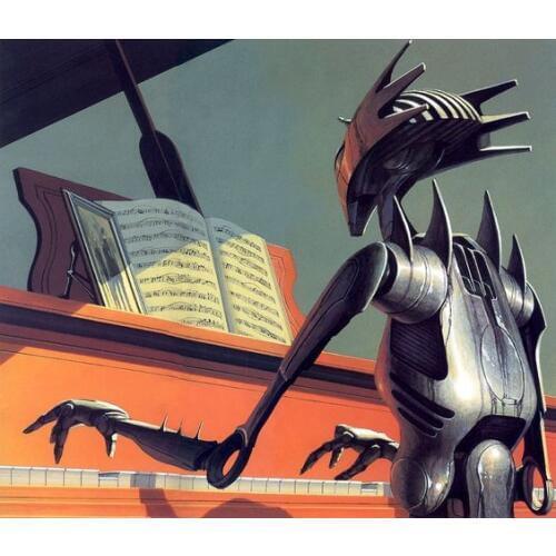 Alien Pianist External Galaxy Classic Retro Vintage Kraft Poster Canvas Painting DIY Wall Sticker Home Bar Posters Decor Gift