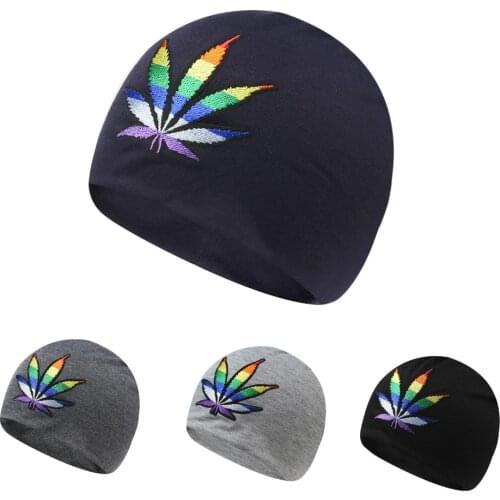 Adult Thin Spring Autumn and Winter Pullover Hat Mens and Womens Leaf Knitting Pile Print Beanie Hat