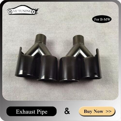 Y Model Exhaust Pipe IN 54 OUT 89MM For BMW M2 M3 M4 Car Universal Stainless Steel Titanium Black Muffler Tailpipe End Tip