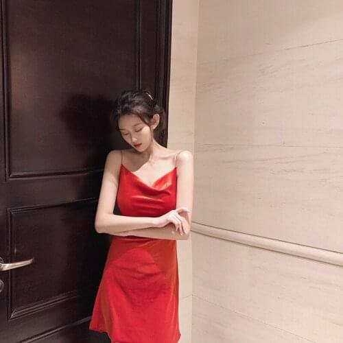 ZC2390 2020 New spring autumn women fashion sexy shoulder strap velvet solid color slim wrap hip dress cheap wholesale