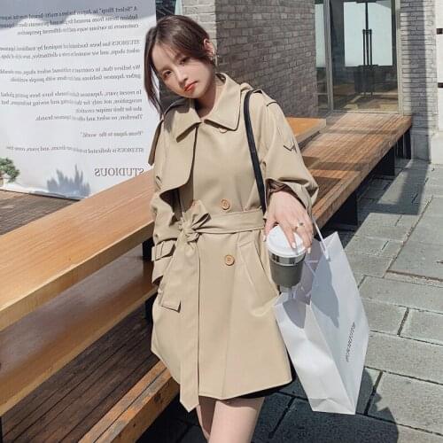 2021 Casual Coat Female Long Loose Trench Coat For Spring Newest Double Breasted Woman Windbreaker Korean Long Sleeve Trench