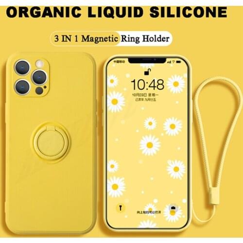 Liquid Silicone Case For iPhone 12 11 Pro Max Case Magnetic Car Holder Cover For iPhone 12 Mini XS Max XR 7 8 Plus SE 2020 Strap