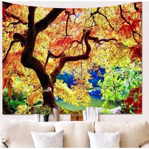 Scenic Pattern Wall Cloth Tapestries Printed Polyester Rectangle Home Bedroom Living Room Dorm Decorations Wall Tapestry Hanging