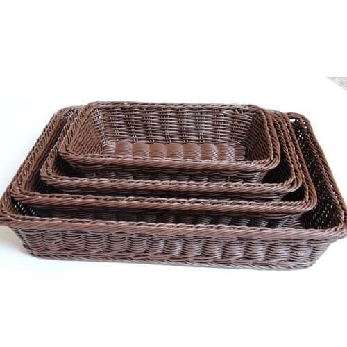 1PC Handmade Rattan Bread Baskets Bread Baskets Dried Fruit Organs Fruit Orders Rectangular Food Fruit Basket LB 284