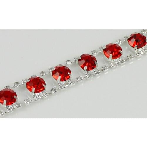 10Yards Red Crystal Rhinestone Chain Cup Trim Shinny 888 Stones For Wedding Dress