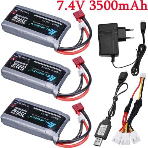2021 NEW 7.4V 3500mAh 40C RC Lipo Battery Charger Sets For Wltoys 144001 12428 12423 124019 RC Car spare parts 2s Car Battery