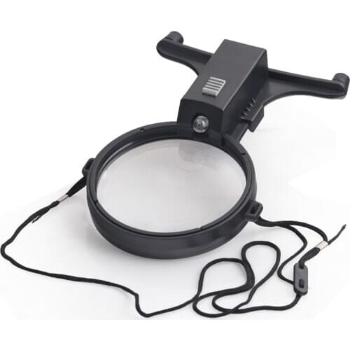 2X 4X Dual Power Hands Free Magnifier with Neck Strap and Light for Handicraft Sewing Weave MG11087