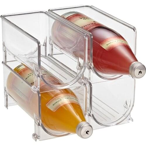 4Pack Refrigerator Organizer Kitchen Bottle Storage Rack Stackable Wine Holder Bottles Display Shelf Fridge Kitchen Organizer