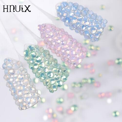450pcs / Pack Mix size pink opal crystal Nail Art rhinestones for 3d charm flat glass Non Hotfix diy nail decorations