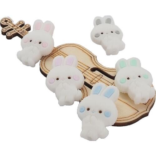 Chenkai 50PCS Food Grade Silicone Rabbit Shaped Beads Baby Chewing Animal Beads For DIY Teething Toy Necklace Nursing Accessory