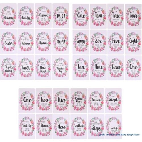 67JC Baby Milestone Photo Cards Moment Photo Cards Age Markers & Unique Firsts Baby Shower Gift Set