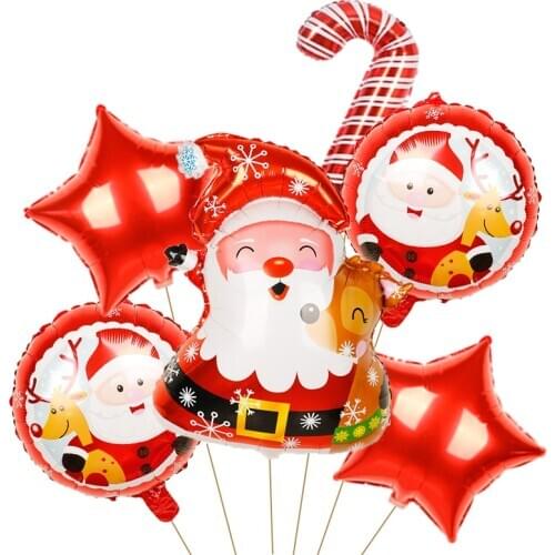 7pcs/lot Navidad Merry Christmas Foil Balloons Santa Clause Snowman Deer New Year star Globos Xmas Party Decorations For Home