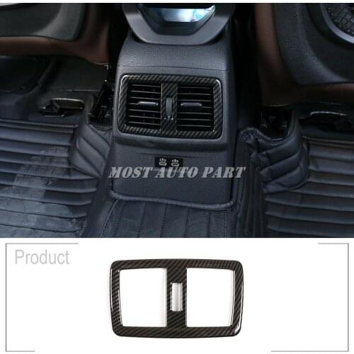 ABS Plastic Carbon Fiber Look Interior Rear Air Outlet Vent Frame Trim For BMW X1 F48 2016-2021 1pcs Car Decoration Car Trim