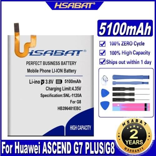 HSABAT HB396481EBC 5100mAh Battery for Huawei ASCEND G7 PLUS HONOR 5X G8 G8X RIO L03 -UL00/TL00/AL00