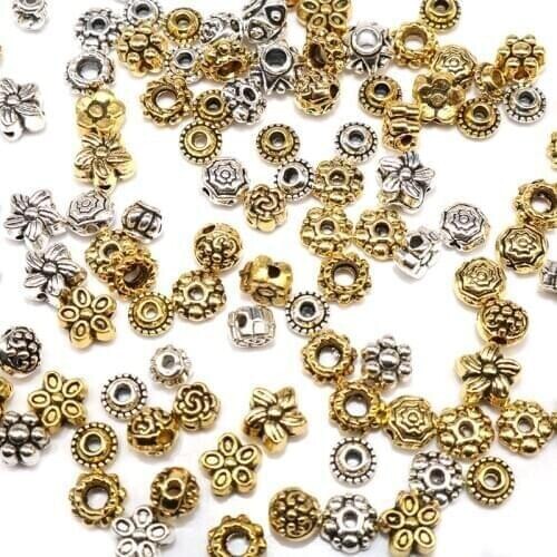 100pcs Antique Silver Plated Tube Spacer Beads Bracelets Beads Jewelry Making Diy Mixed Size Small Loose Beads Fit Charms