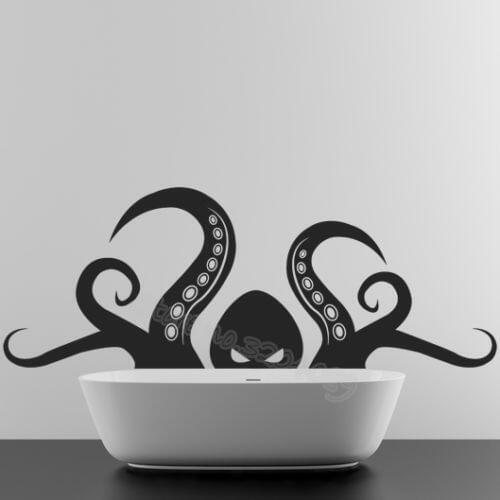 Part Of Octopus Art Wall Stickers Tentacles Squid Ocean Bathroom bedroom Decor Decal Animals Sprut Poulpe Delfish Kraken EA103