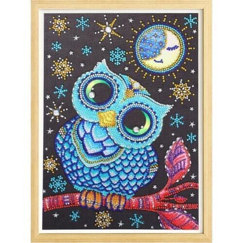 DIY5D Owl Diamond Painting Shaped Sticker Rhinestone Handmade Rhinestone Embroidery Cross Stitch Mosaic Home Decoration Pattern